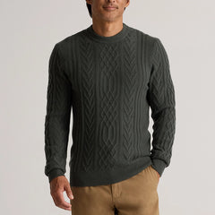 Cable Knit Crewneck Sweater in Mongolian Cashmere