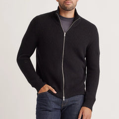 Mongolian Cashmere Full-Zip Fisherman Sweater