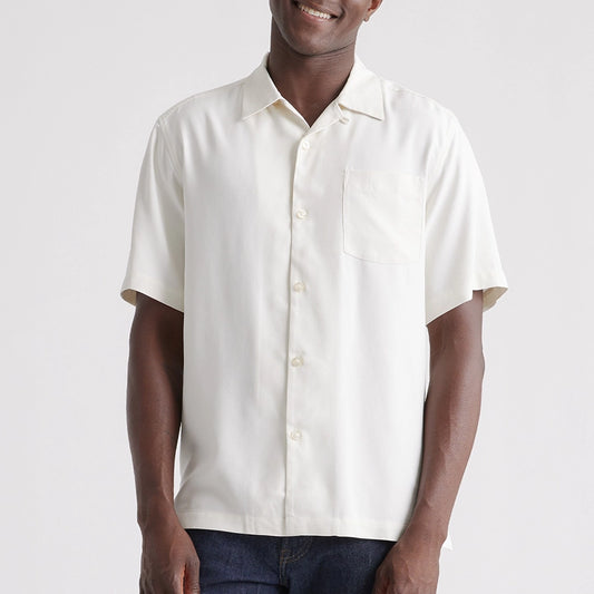 Short Sleeve Camp Shirt in Silk Twill